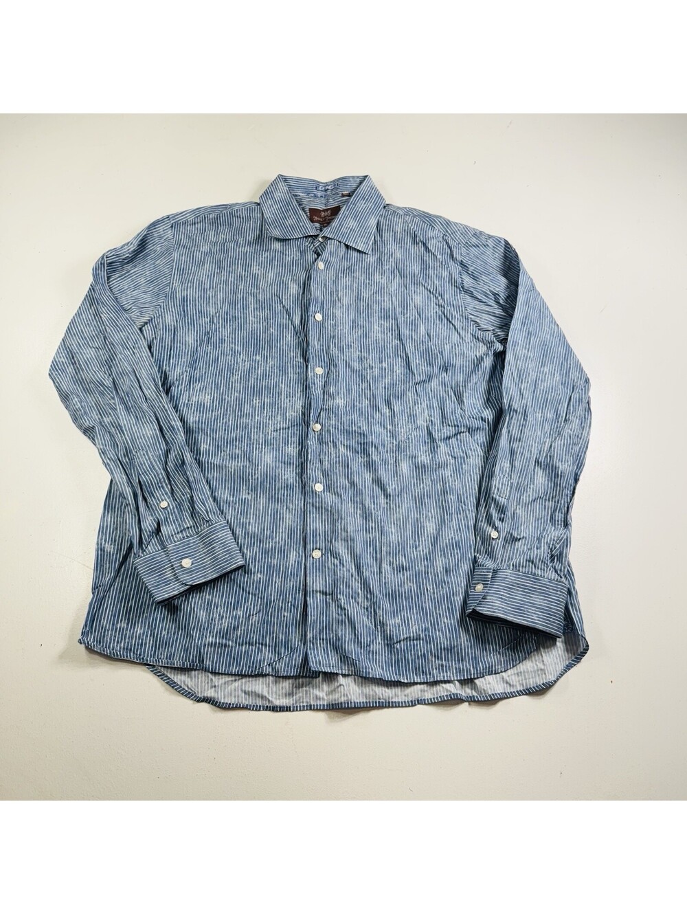 Hickey Freeman Button Down Shirt L/S Blue Striped Men’s Size XL